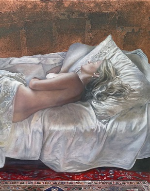 Ginny Page 2024 - Amy Sleeping - 70 x 88cm - Oil on canvas